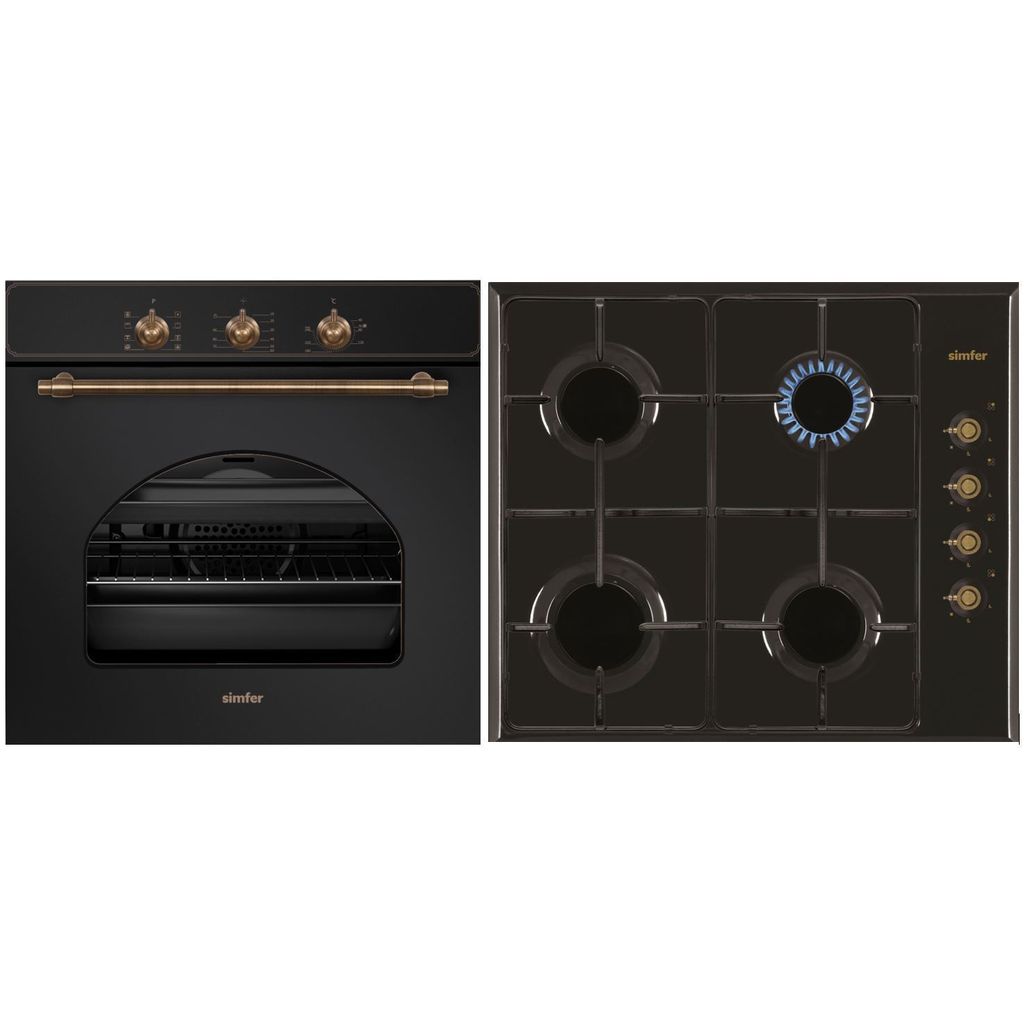 SIMFER set Rustikalna crna (pećnica + plinska ploča za kuhanje)