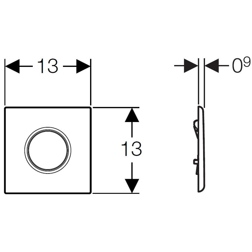 GEBERIT tipka za aktiviranje pisoara s pneumatskim aktiviranjem ispiranja, Tip 01 (Alpine White) (116.011.11.5)