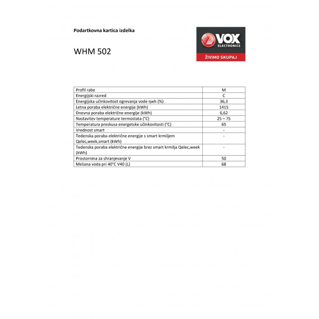 VOX bojler - bojler WHM 502