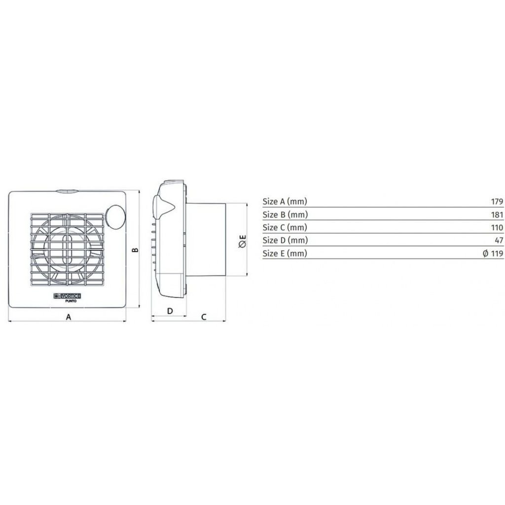 Vortice kupaonski aksijalni ventilator PUNTO M 120/5 T (11311)