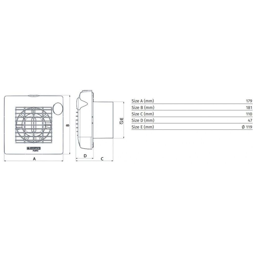 Vortice kupaonski aksijalni ventilator PUNTO M 120/5 AT (11331)