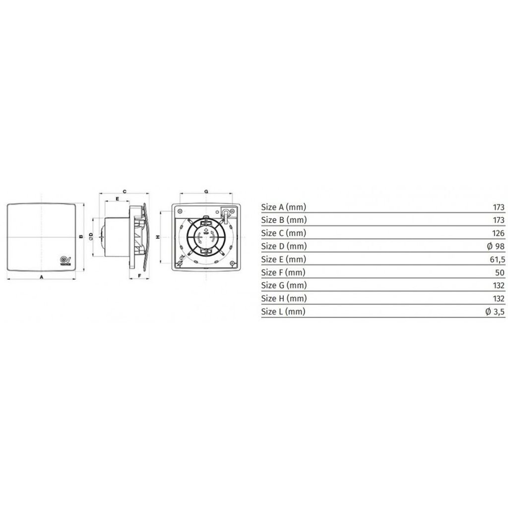 Vortice aksijalni ventilator kupaonice PUNTO EVO FLEXO MEX 100/4 LL 1S (11313)