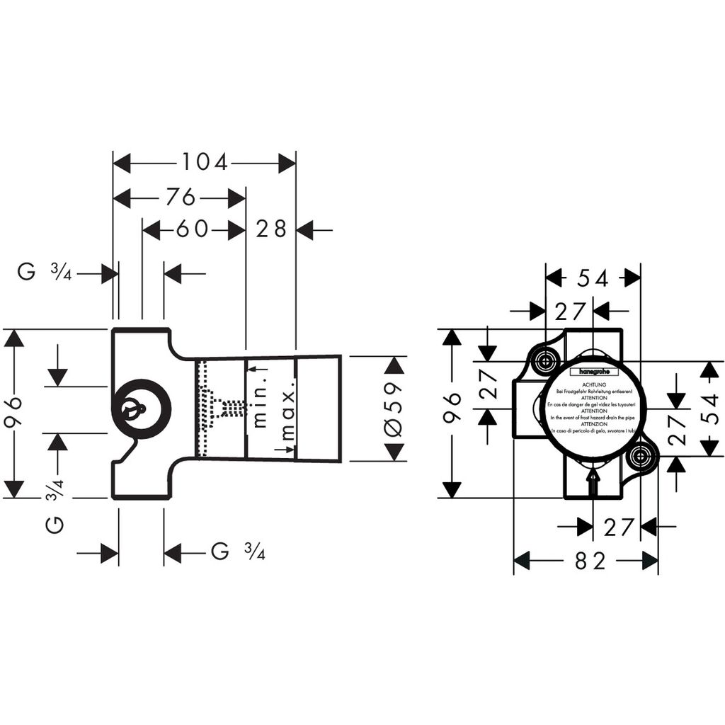 HANSGROHE ugradbena jedinica za trosmjerni ventil za miješanje (15981180) 