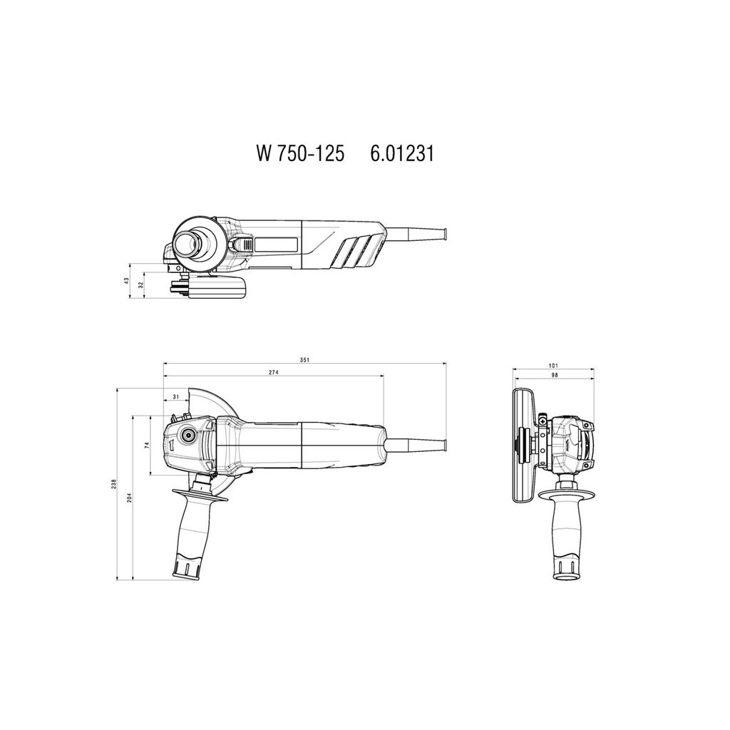 METABO kutna brusilica W 750-125 sa suženim vratom (601231000)