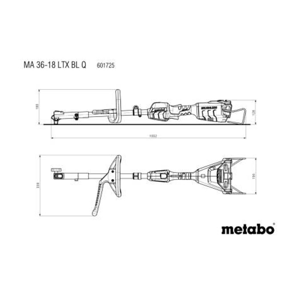 METABO Garden Set MA 36-18 LTX BL Brza osnovna jedinica  + MA-HS 50 Spojne škare + MA-FS 40 Spojni dio na navoj + Komplet baterija 2x4,0Ah 18V, Punjač ASC 55