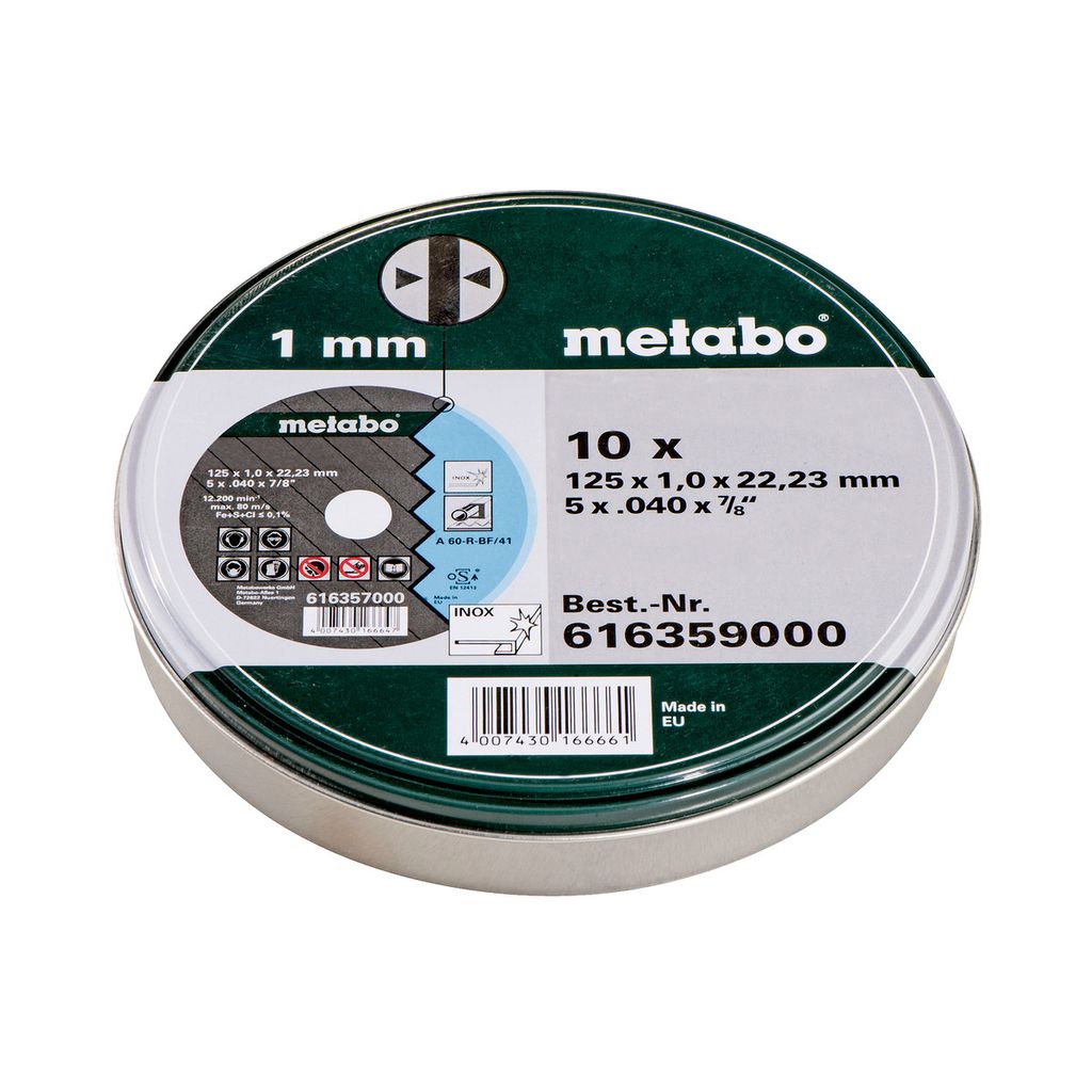 Ploče za rezanje od nehrđajućeg čelika METABO SP 125x1,0x22,23 mm - 10 kom