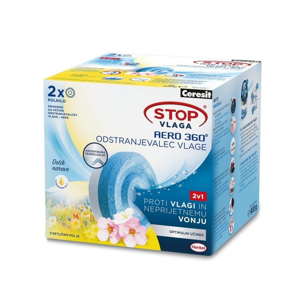 CERESIT Stop vlaga AERO 360° tablete, s mirisom cvjetnog polja (2 komada)