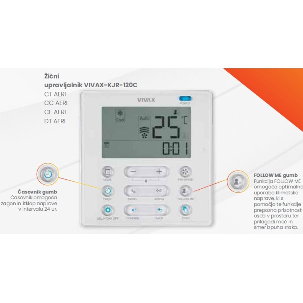 Vivax podni stropni klima uređaj split sustav ACP-24CF70AERI+ R32 7,00 kW