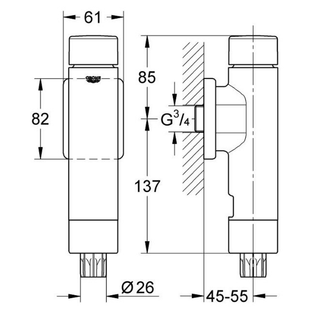 GROHE ventil za ispiranje RONDO - krom (37347000)