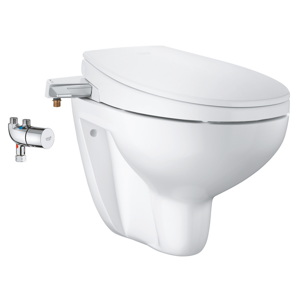 GROHE viseća WC školjka bez ručki s WC daskom sa sporim zatvaranjem Bau Ceramic s termostatskim ventilom (39652SH0)