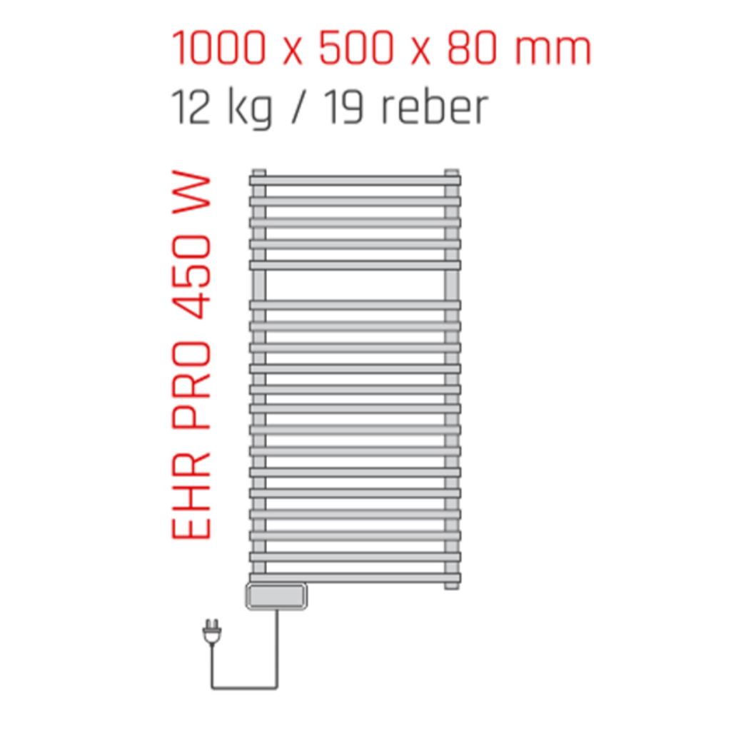 VIGO EHR PRO kupaonska električna sušilica i grijalica  - 500x1000 mm, 450-535 W 