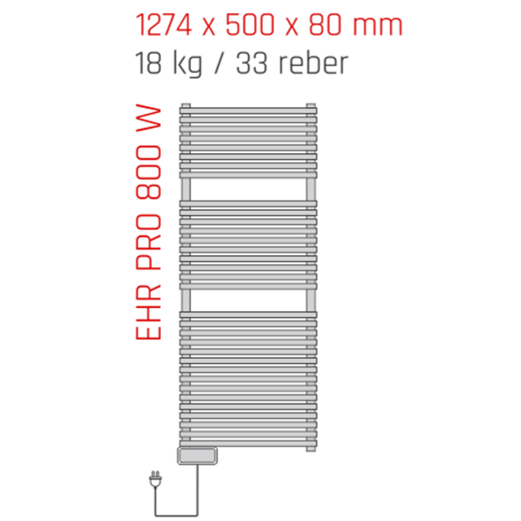 VIGO EHR PRO kupaonska električna sušilica i grijalica  - 500x1000 mm, 450-535 W 