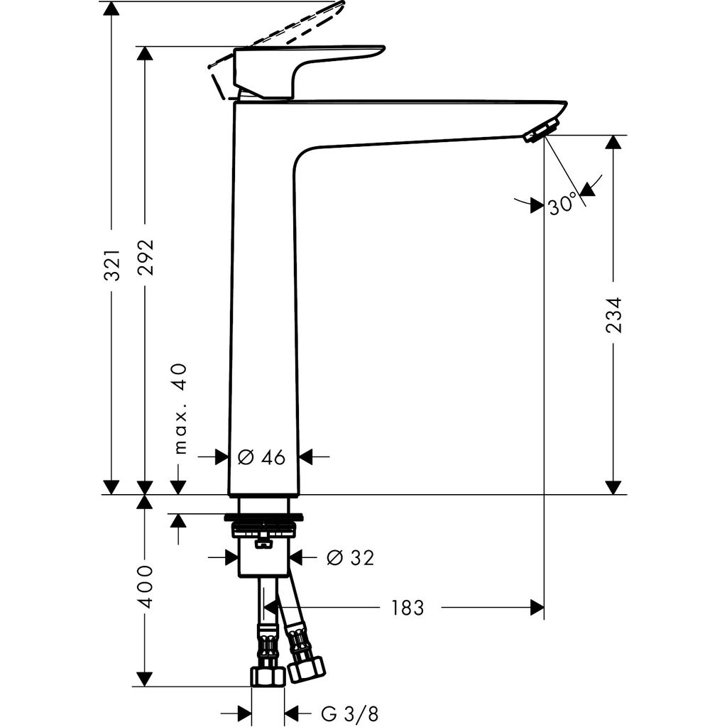 HANSGROHE visoka jednoručna miješalica za umivaonik TALIS E 240 bez vrha sifona - krom (71717000)