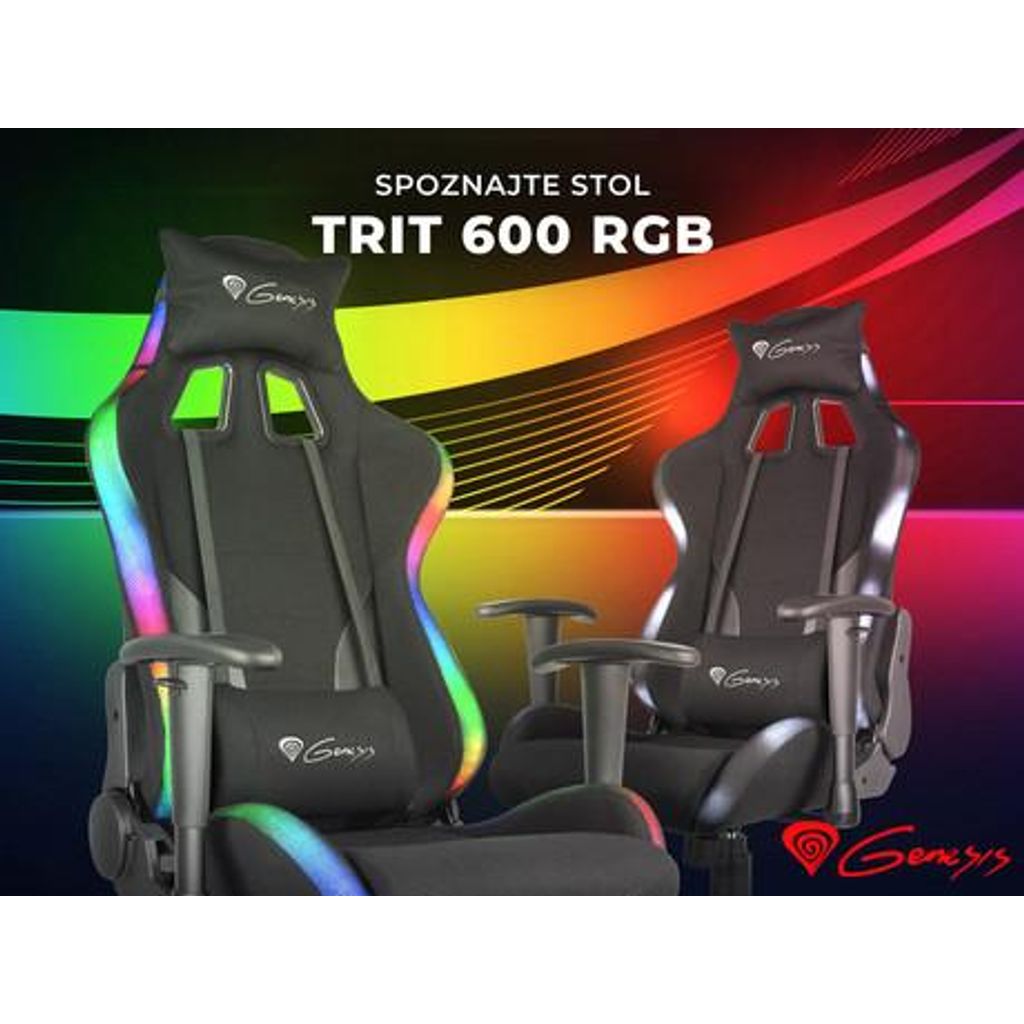 GENESIS gaming stolica TRIT 600 RGB, ergonomska, RGB LED rasvjeta, potpuno podesiva