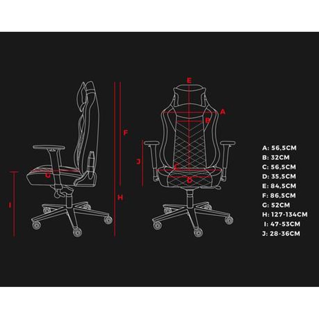 GENESIS NITRO 890 G2 igraća stolica, ergonomska, podesiva visina/nagib, 3D nasloni za ruke, CareGLide™ kotači, crna