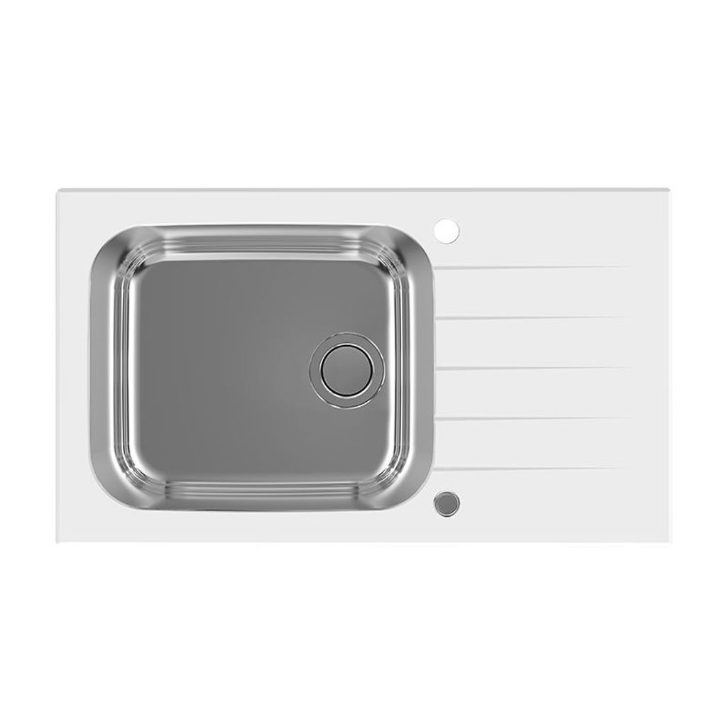 ALVEUS jednostruki i polu sudoper s ocjedom Glassix UP 40 - bijelo kaljeno staklo (1123644)