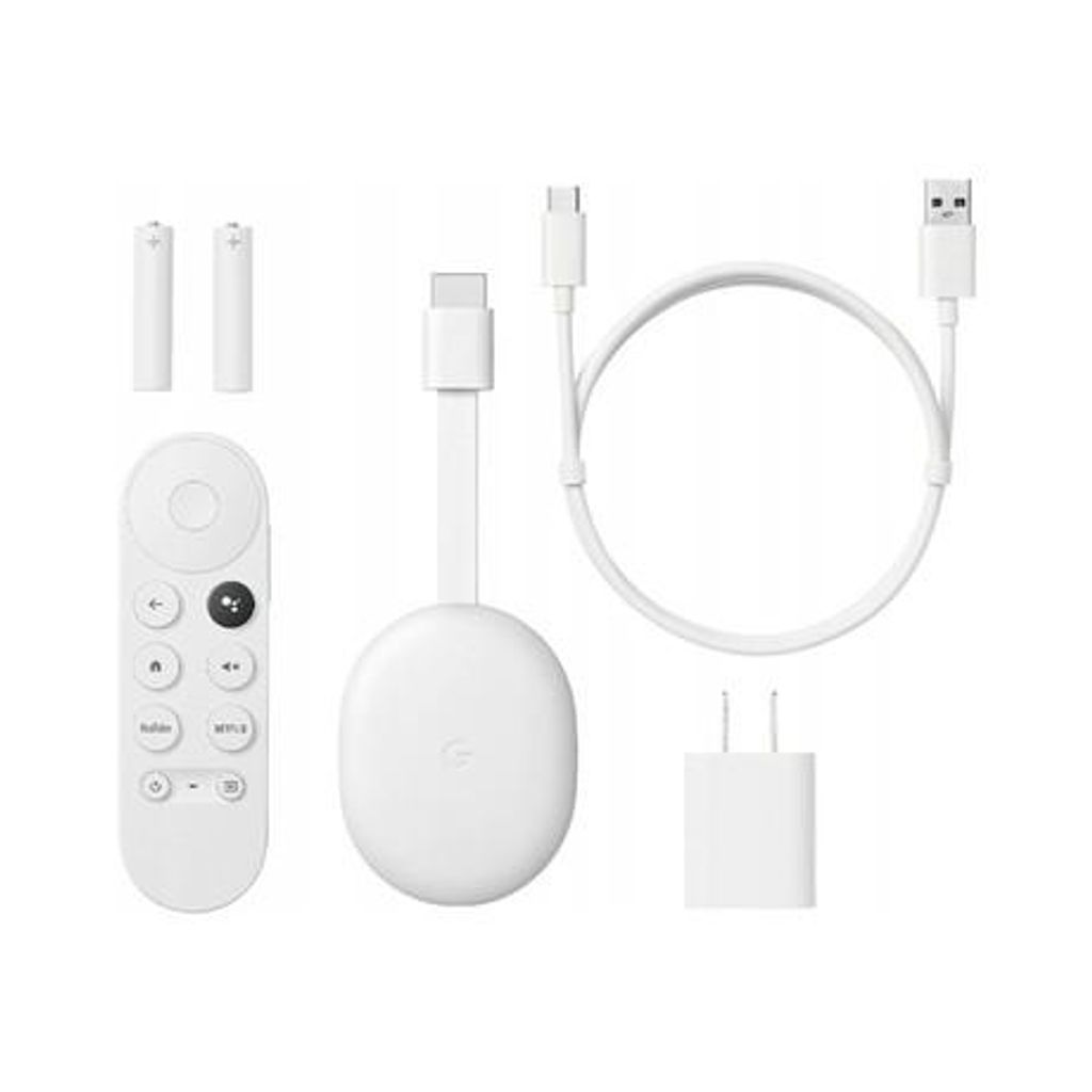 Google CHROMECAST 4 HD multimedijski centar, Full HD, Google TV + Assistant, daljinski upravljač, glasovno upravljanje, bijeli