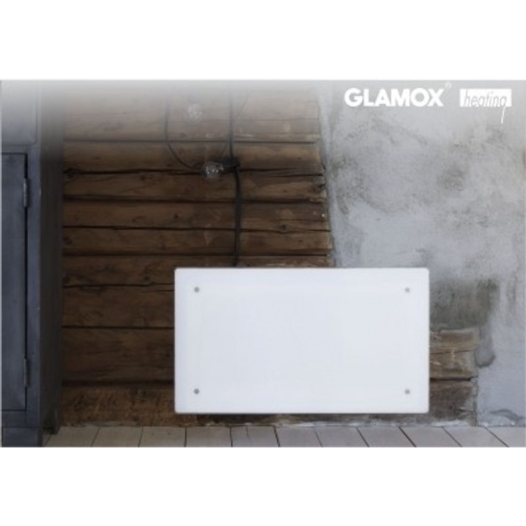 GLAMOX Električni zidni radijator H60 H 10/1000 W, s DT termostatom (bijelo staklo)