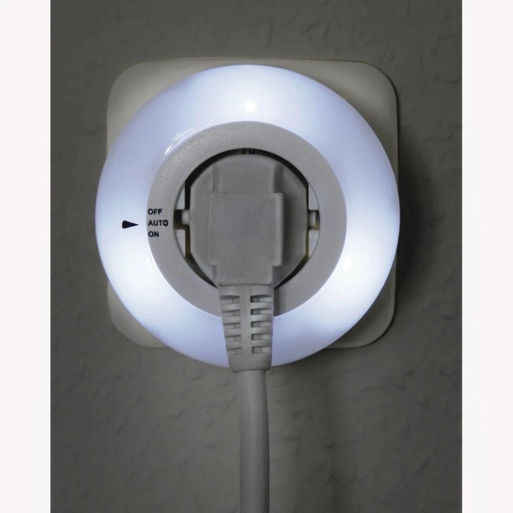 HAMA "Circle" LED noćna svjetiljka sa integriranim... Utičnica, senzor svjetla, zaštita od dodira