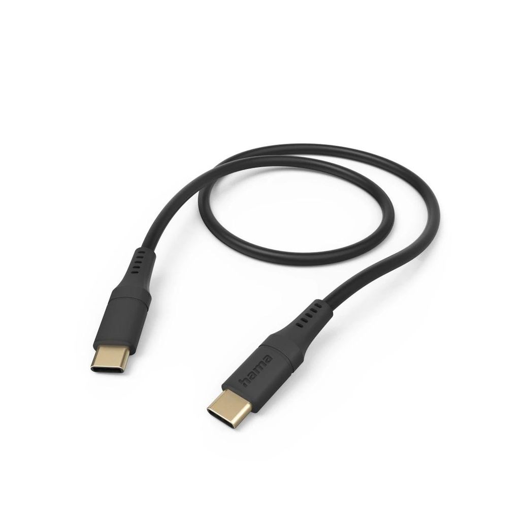 HAMA "Fleksibilni" kabel za punjenje, USB-C - USB-C, 1,5 m, silikon, crna
