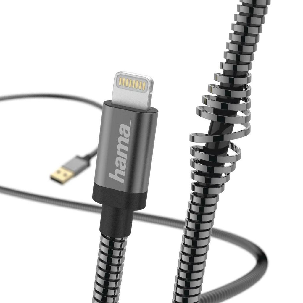 HAMA "Metal" kabel za punjenje/prijenos podataka, Lightning, 1,5 m, antracit