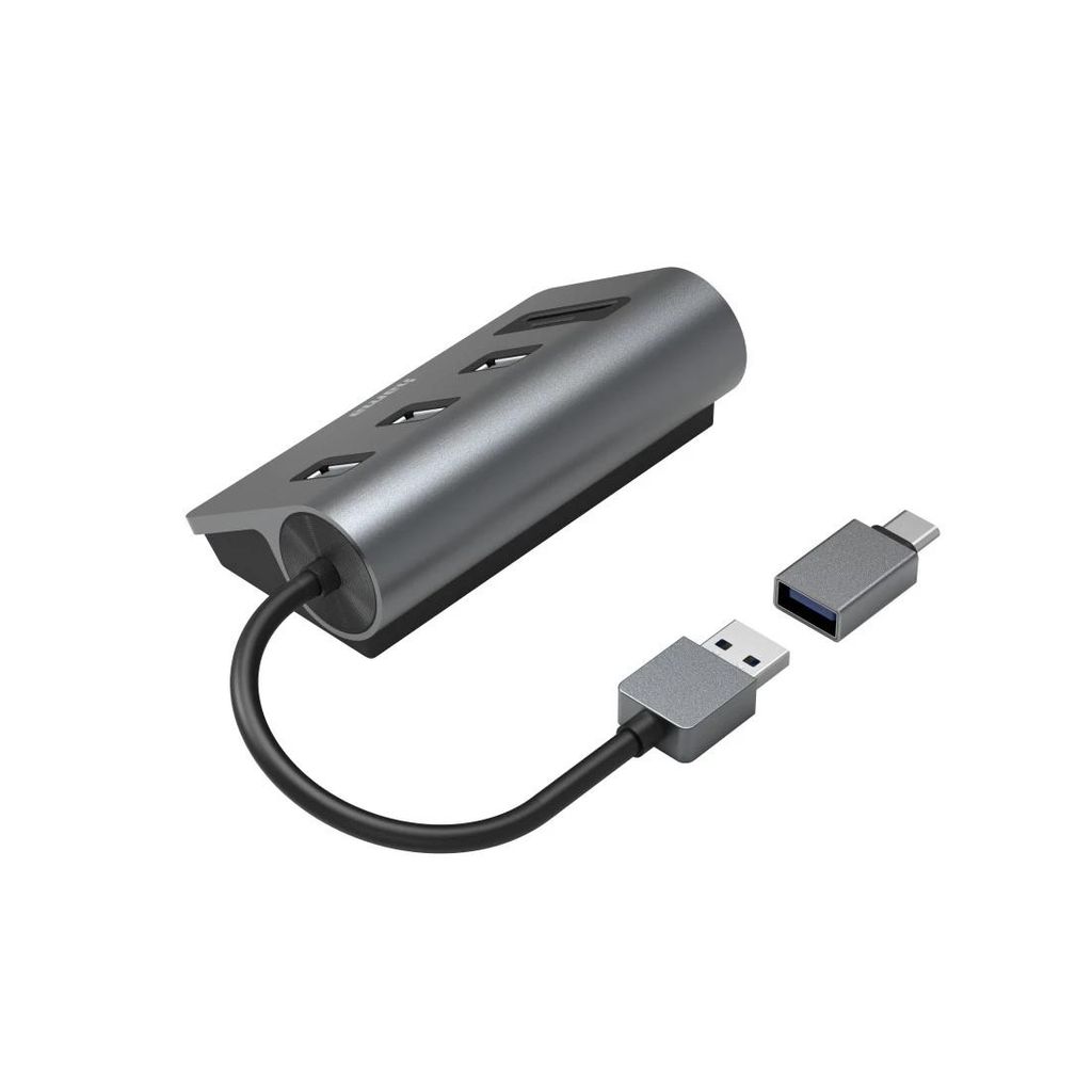 HAMA USB čvorište/čitač kartica, 5 priključaka, 3x USB-a, SD, microSD uključujući USB-C adapter
