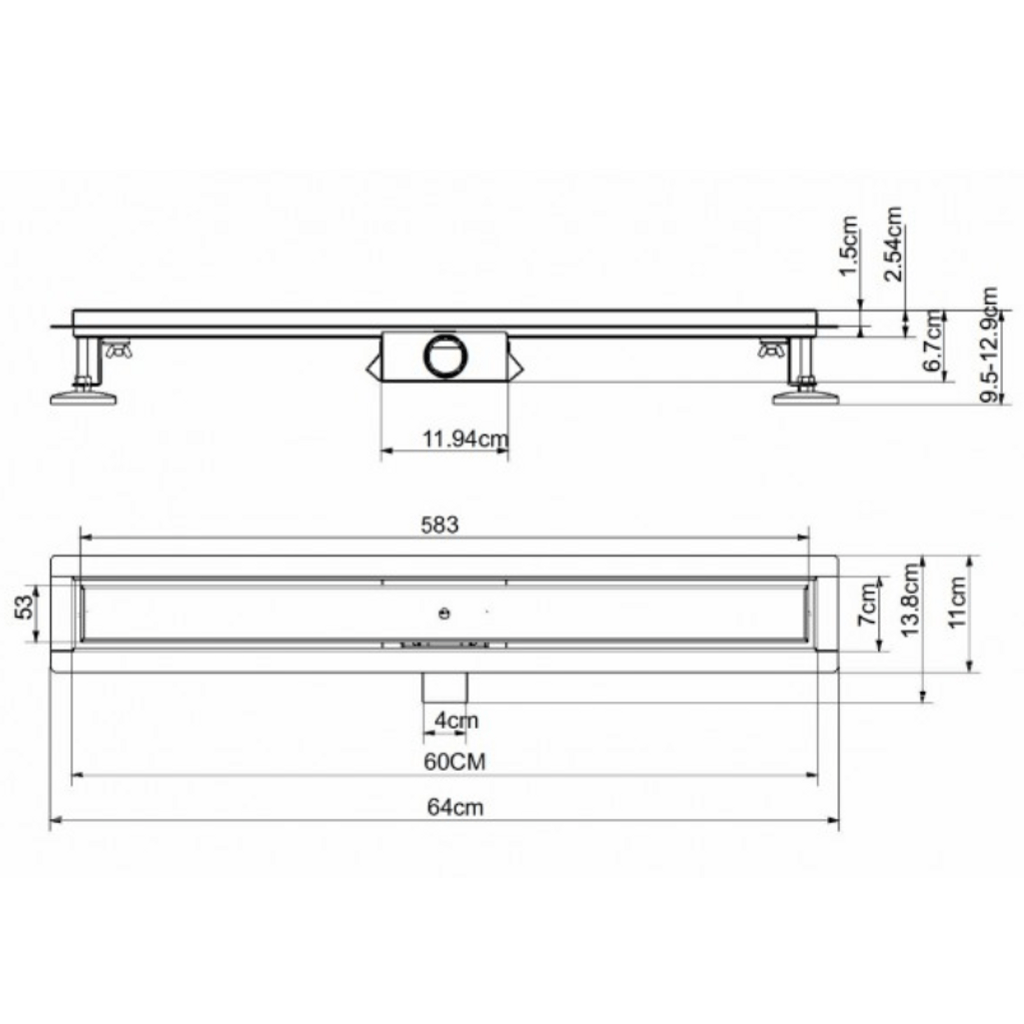 SANOTECHNIK 60 cm kanal sa sifonom i izljevom 40 mm - krom (DT60)