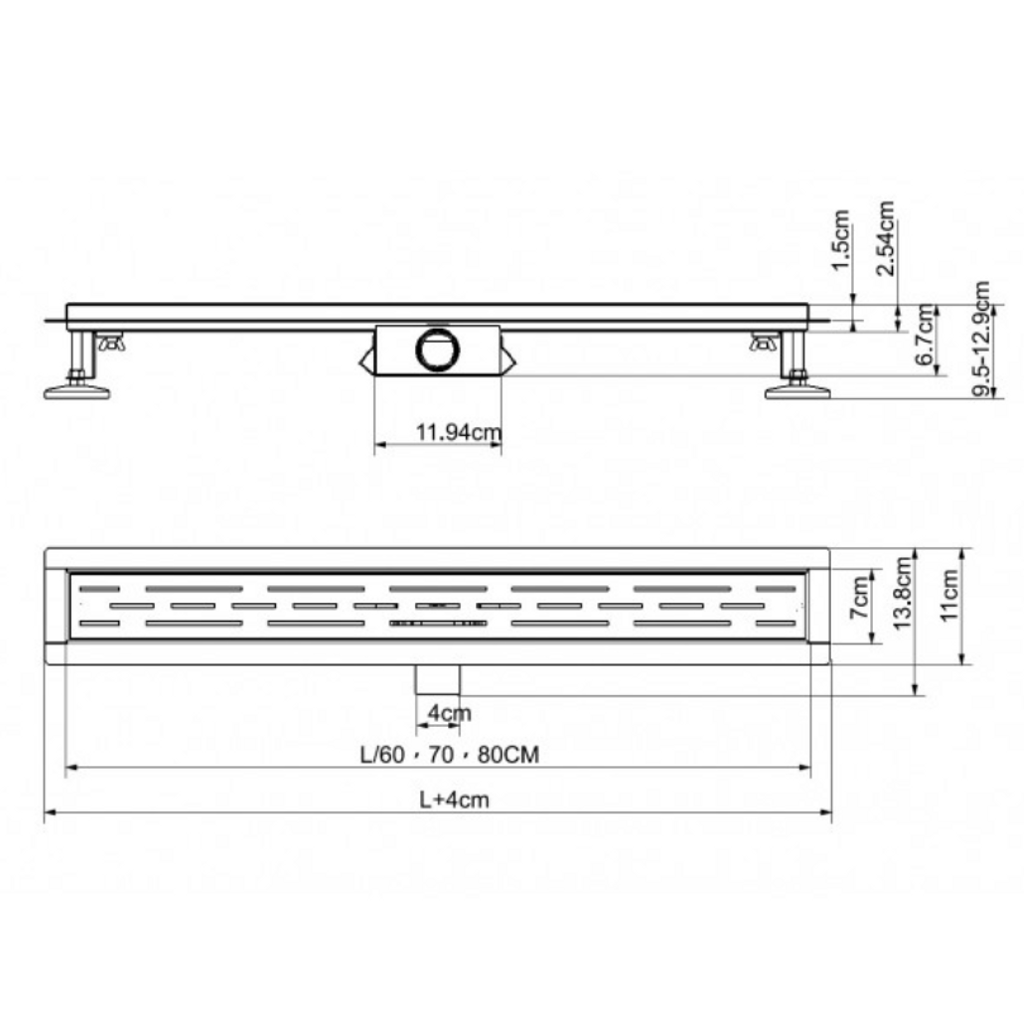 SANOTECHNIK 60 cm kanal sa sifonom i izljevom 40 mm - crni (DTB60)