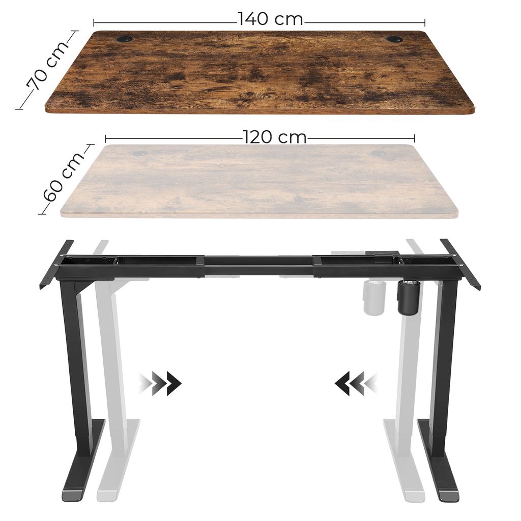 SONGMICS električni okvir stola za sjedenje/stajanje u crnoj boji