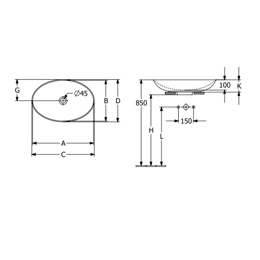VILLEROY & BOCH nadgradni umivaonik LOOP&FRIENDS 62x42 cm (4A480001)