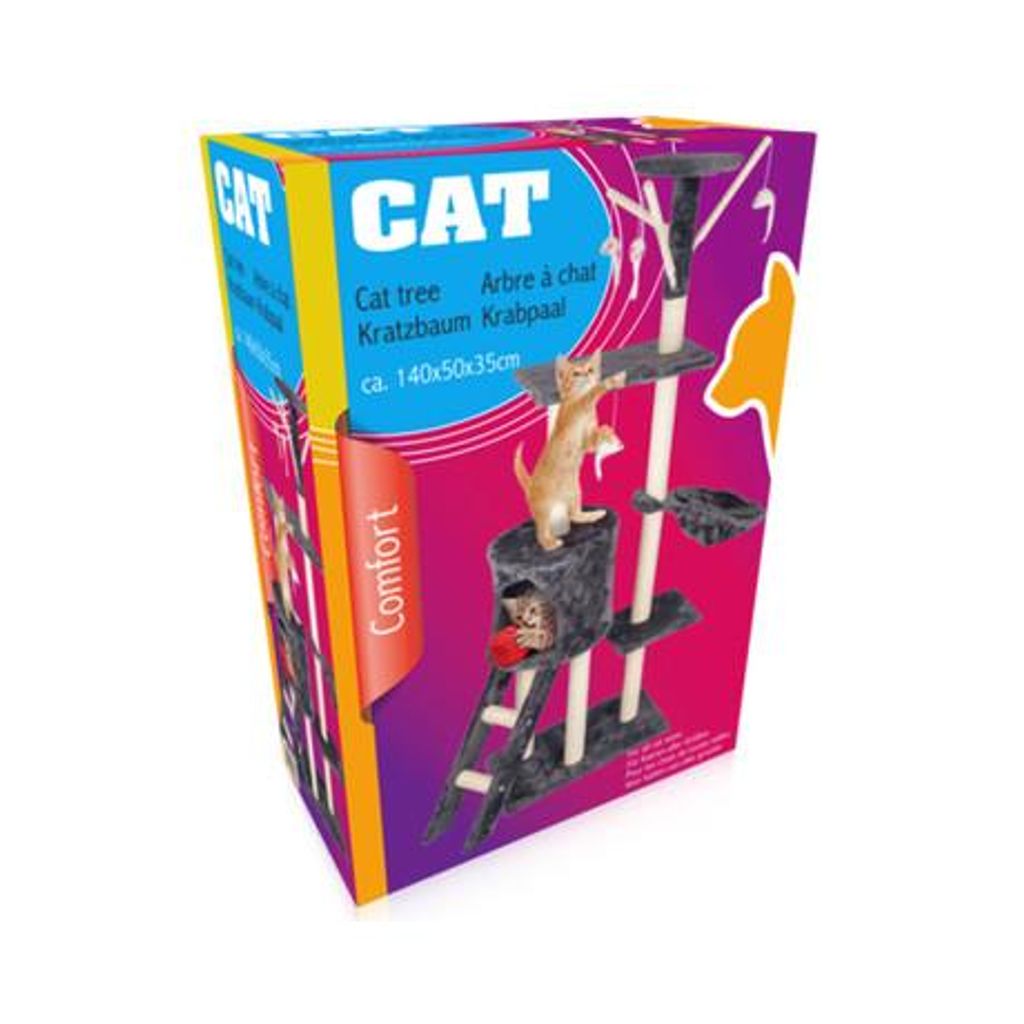 Pet Toys stablo za mačke i grebalica za mačke, 140x50x35 cm, 3 razine