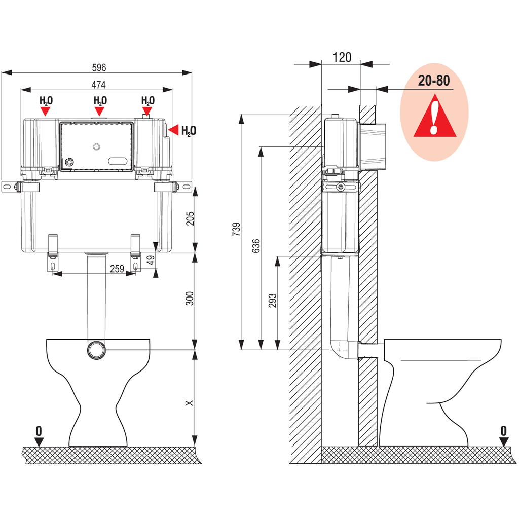 Lijevani vodokotlić za toaletni pod 7512 HERCULES (325702)
