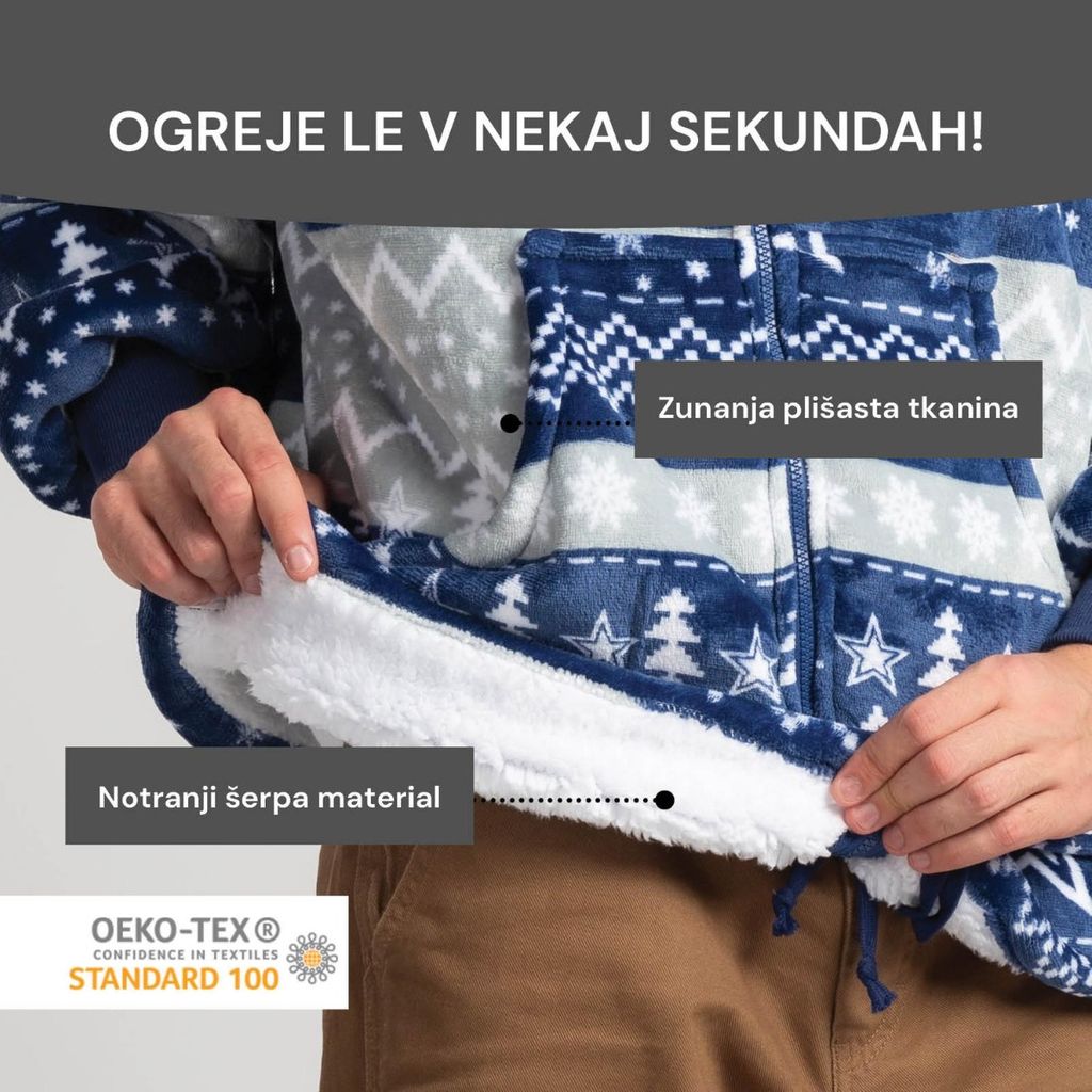 SVILANIT Hoodie s patentnim zatvaračem Svilanit, plavi Božić + Poklon: Čarape