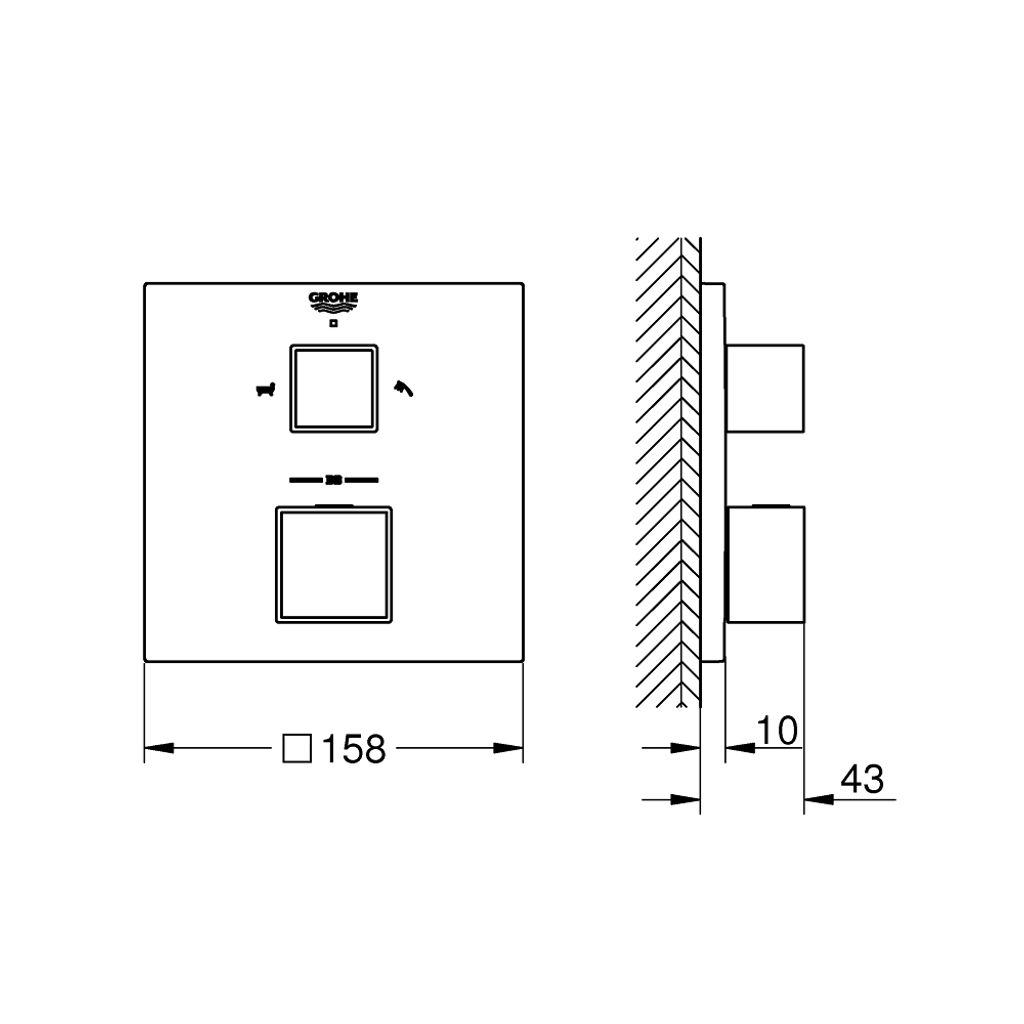 GROHE termostatska pokrivna ploča GROHTHERM Cube (24155000)