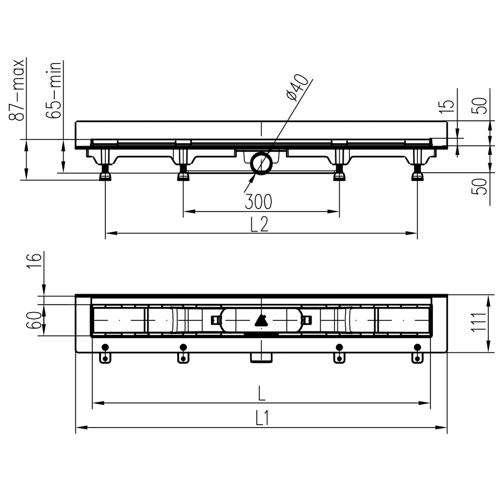 LIV model zida tuš kanala s metalnim okvirom W 450 M GALAXY (674778)