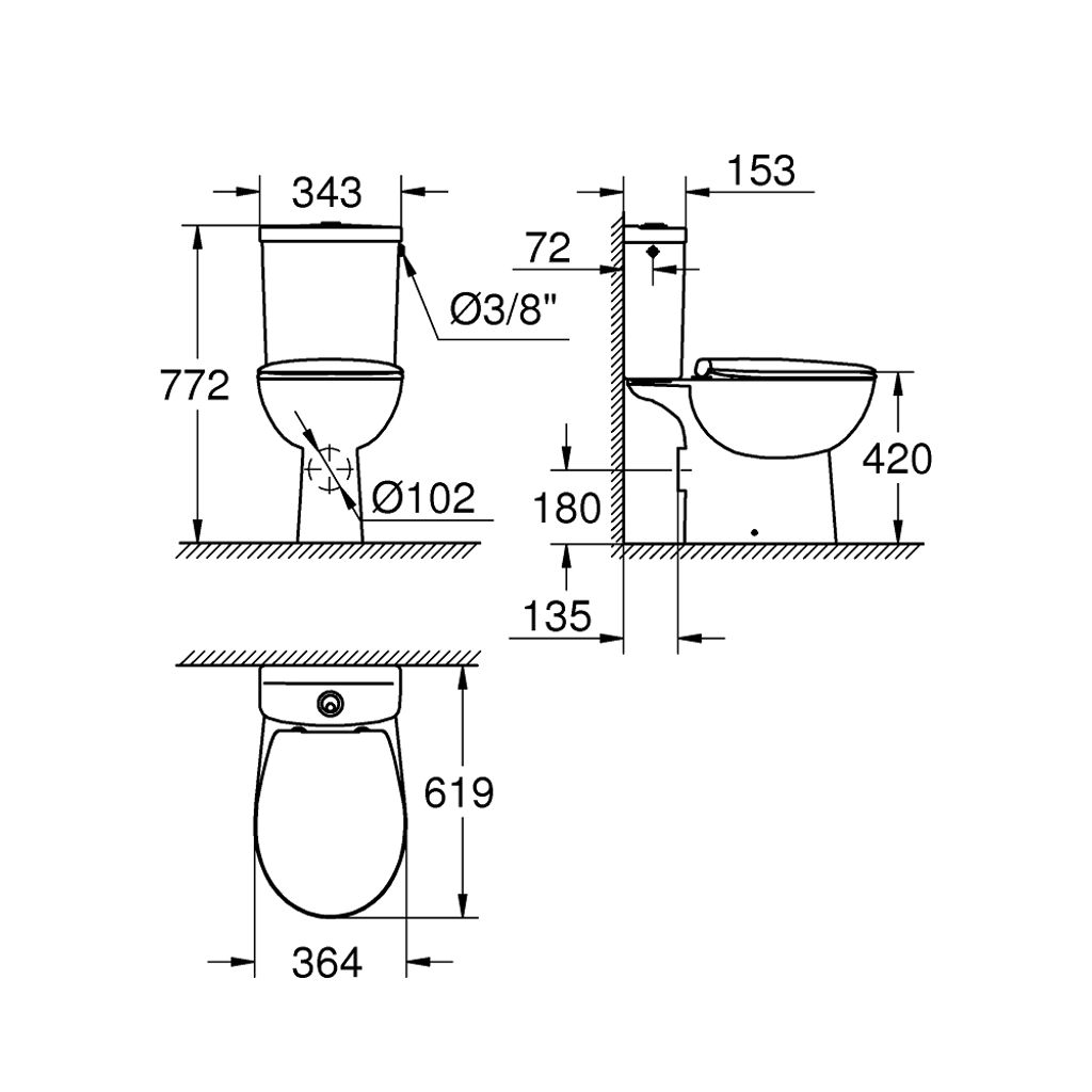 GROHE WC školjka Bau keramički paket (39496000)